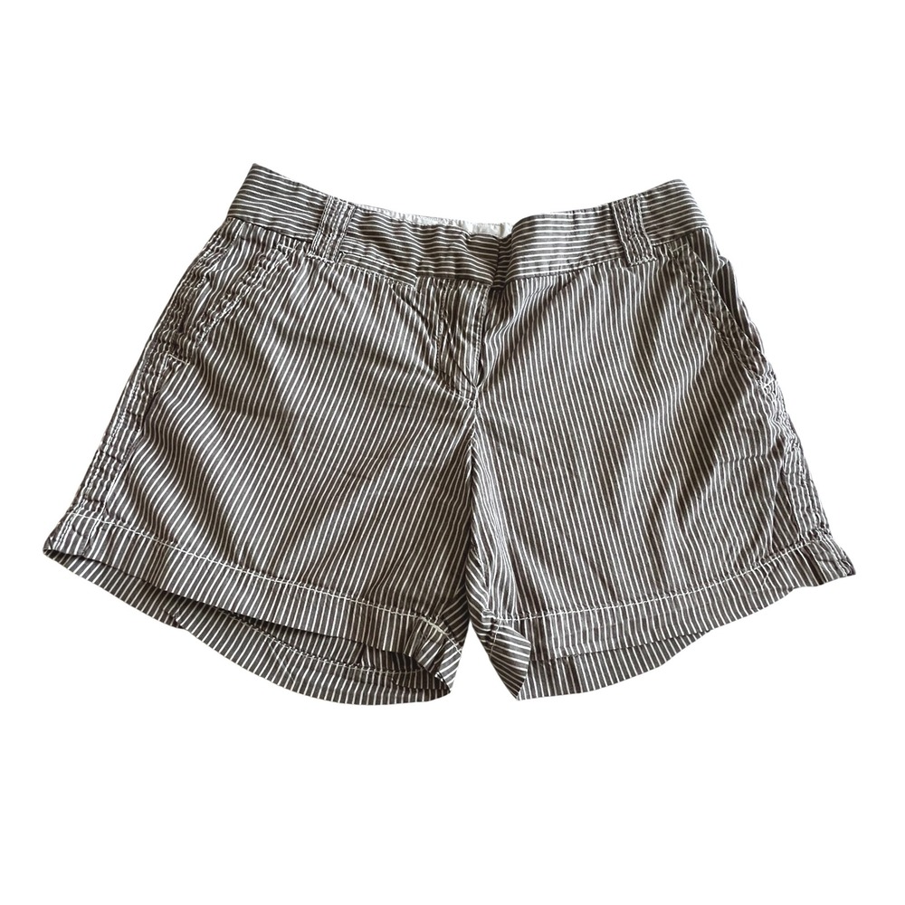 J.‎ Crew Seaside Shorts Size 2 Striped Cuffed Casual Brown Coastal Beach Summer
